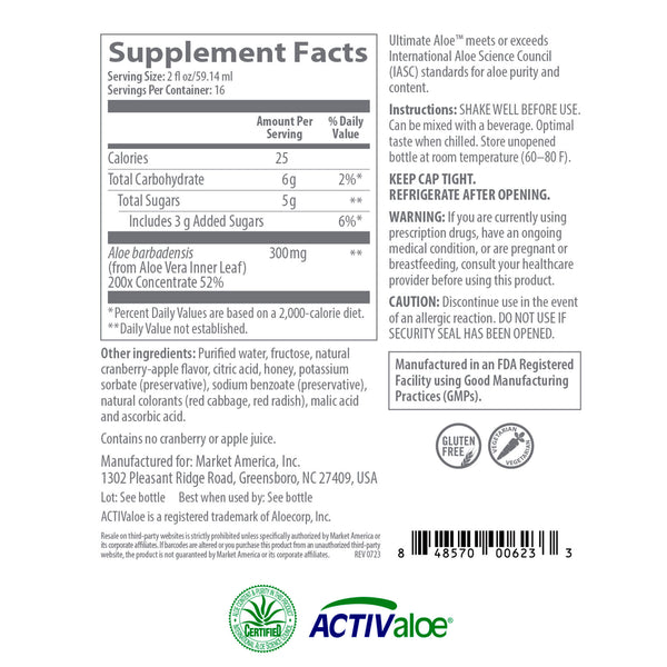 nutraMetrix® Ultimate Aloe™ - Cranberry Apple - Single Bottle (16 Servings)